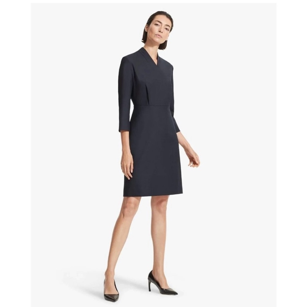 M. M. LaFleur Navy Blue Niko 3/4 Sleeve V-Neck Pencil Dress Size 4